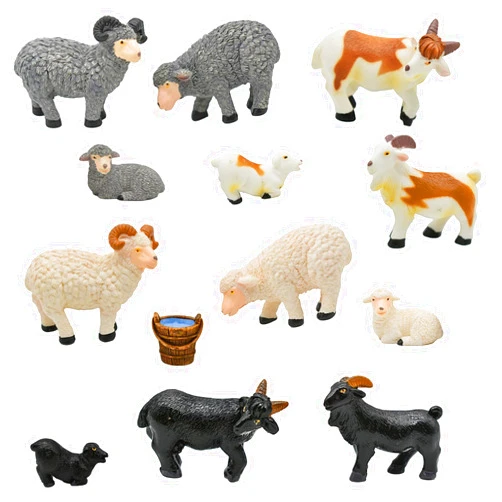 Pinenjoy 13Pcs Realistic Miniature Goat Figurine Mini Fairy Garden Sheep Figure Cute Lamb Cake Toppers for DIY Terrarium Micro Landscape Bonsai Craft Birthday Party Gift