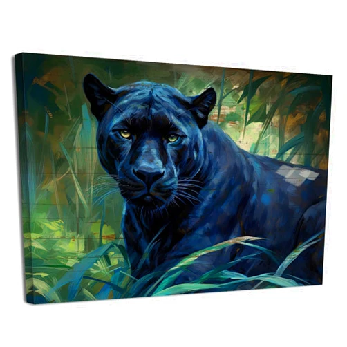 AIYISU Black Panther Wall Art Jungle Animal Wall Art Black Leopard Canvas Prints for Office Green Rainforest Wildlife Cheetah Picture Modern Hunting Cabin Decor for Living Room Bedroom Home Decoration 12x16