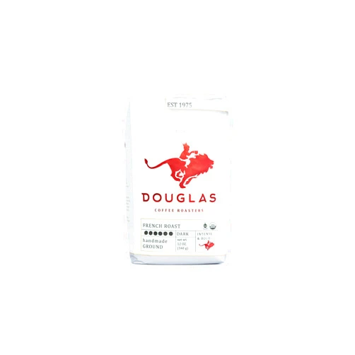 Douglas Coffee Roasters Douglas Coffee French Roast, 12 oz Organic Ground Coffee. Aromatic Dark Roast, Small Batch, Sustainably Sourced, Fair Trade (French Roast, 12 Ounce)