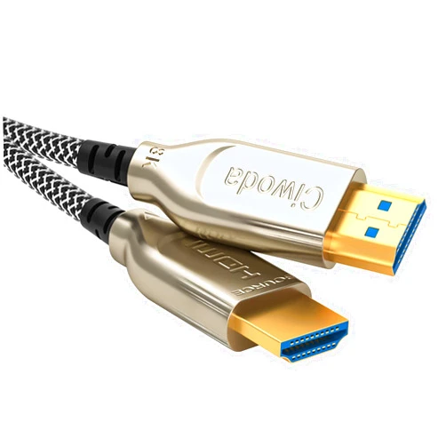 Ciwoda 8K Fiber Optic HDMI Cable 33ft, Nylon Braided Fiber HDMI 2.1 Cable Supports 8K@60Hz, 4K@120Hz, 48Gbps, eARC, HDR10, 4:4:4 Compatible with Apple TV / PS5 / RTX 3090/3080 and More