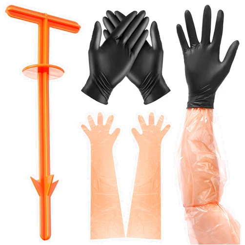 Tellingyou Field Cleaning Tool with Field Dressing Gloves, Big Game Dressing Tool Combo Pack, Deer Processing 6 Pack Long and Short Gut Gloves for Deer Gutting, Deer Cleaning Kit Hunting Accessories