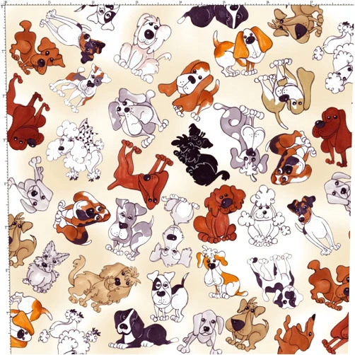 Loralie Designs Tossed Doggies Bone Fabric by The Yard for Quilting