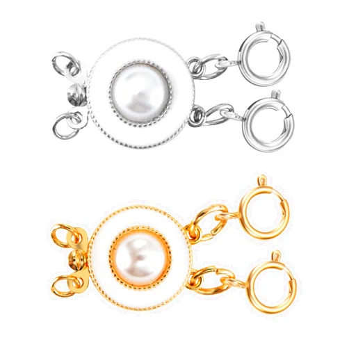 HERLOVOL Necklace Separator for Layering Dainty Necklace Layering Clasps Necklace Stacker Clasp for Women Silver & 14k Gold Plated Multiple Necklace Clasp（2PCS Gold+Silver）