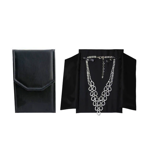 MOOCA Black Leatherette Travel Jewelry Organizer Necklace Storage Carrying Case Jewelry Display Case Necklace Folder