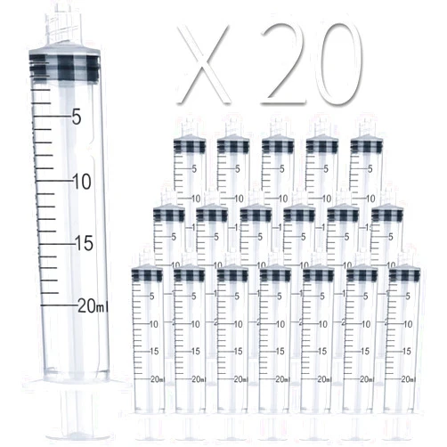 LabAider 20ml Luer Lock Syringe 20-Pack Plastic 20ml Syringes with Luer Lock Tip, Individually Sterile Sealed, No Needle (20ML, 20.00)