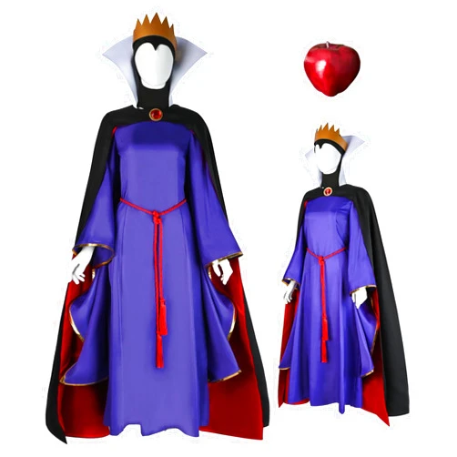Sriwquo Christmas Evil Queen Costume Vintage Dress Robe Dress with Hooded Cloak Snow Stepmother Wig for Halloween Cosplay