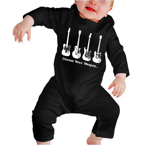 XieTao Choose Your Weapon Music Guitar Boutique Baby Bodysuit Onesie Unisex Long Sleeve Black