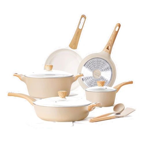 SENSARTE Ceramic Pots and Pans Set Nonstick, Kitchen Cookware Sets, 14-Piece Induction Cookware, 100% Non-toxic Healthy Non Stick Cooking Set, with Frying Pans Set, PFAS PTFE PFOA PFOS Free