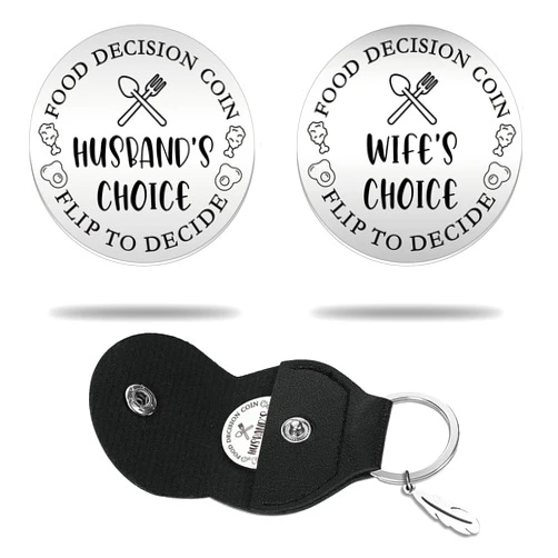 Remifala Funny Destiny Flip Stainless Steel Double Sided Coin Gift, for Men Women Valentines Day Birthday Gifts for Husband Wife to Be Food Decision Coin Wedding Gifts