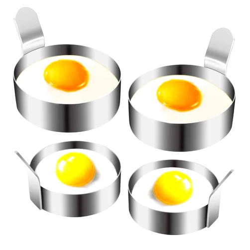 COLIBROX Egg Ring, Stainless Steel Omelet Mold Non Stick Pancake Ring Mold for Frying Egg, Egg Circles for Griddle (2 Sizes, 4 Pack)