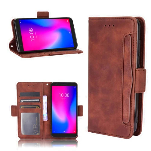 QiongNi Case for ZTE Avid 579 Leather Case,Case for ZTE Blade A3 2020 Case Cover,Case for Case for Telstra Essential Smart 3 / Blade A3 2020T Case Flip Pu Leather Cover Brown