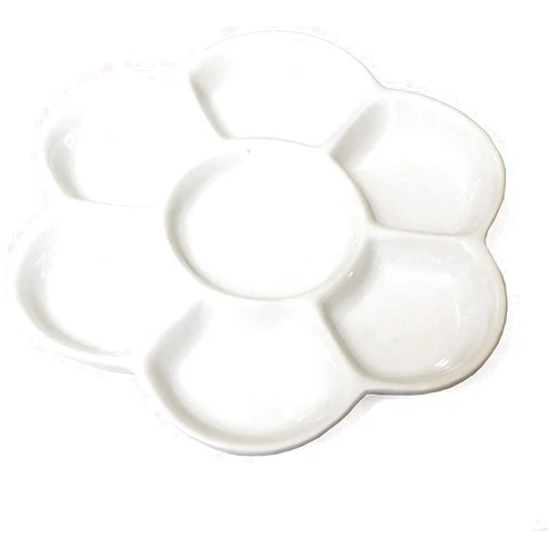 TYMXGHF 7-Well Flower Mixing White Ceramic Artist Paint Palette Tray for Watercolor Gouache Acrylic Oil Painting (5