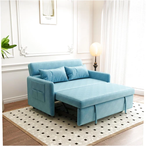 Anwick Modern Velvet 3 in 1 Sleeper Sofa Bed,Convertible Folding Futon Sofa Pull Out Couch Bed with 3 Reclining Backrests,Pillows,54