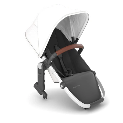 UPPAbaby RumbleSeat V2+ Second Lower Seat/Compatible with Vista 2015-2019 and Vista V2 / Adapters, Bumper Bar, Bug Shield Included/Bryce (White Marl/Silver Frame/Chestnut Leather)