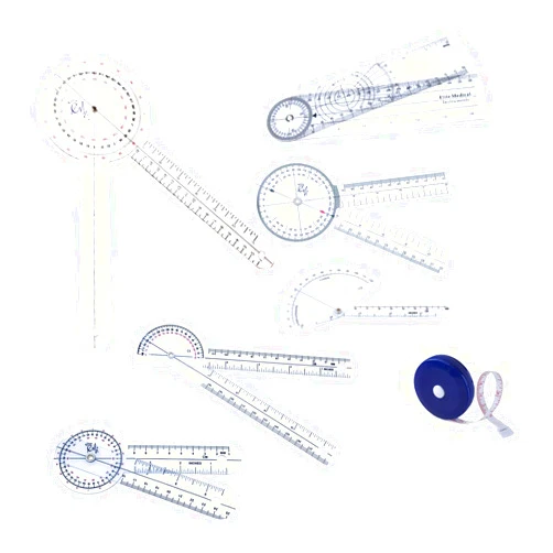 Elite Medical Instruments EMI Elite Medical Instruments USA The Original 6 Piece Quality Goniometer Set Plus Measuring Tape - 7 Pieces Total EGM-431