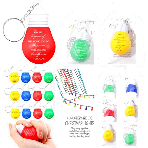 Landical 12 Set Coworkers Christmas Gifts Bulk Employee Appreciation Gift for Staff Team Teacher Light Bulb Stress Ball Keychain (May You Be Proud)