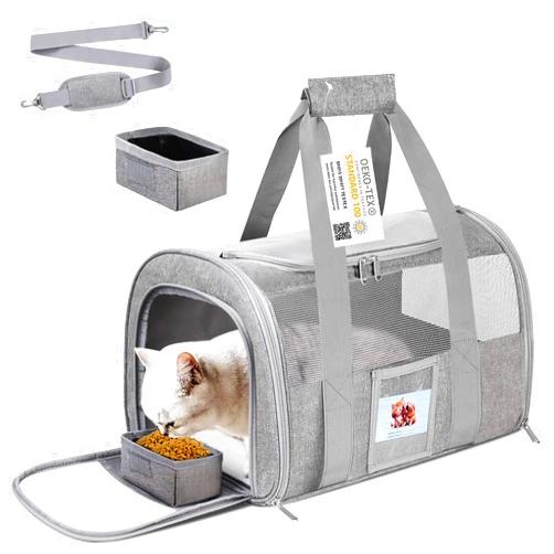 SECLATO Pet Carrier Airline/TSA Approved Small Dogs, Kitten, Carriers for Small Medium Cats Under 15lb, Collapsible Soft Sided Cat Travel Carrier-Grey