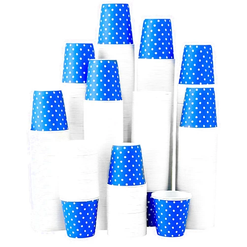 JOLLY PARTY [300 Pack] 3 oz Paper Cups, Blue Mouthwash Cups, Disposable Bathroom Cups, Cold Beverage Drinking Cup for Water Coolers, Party, Home and Office