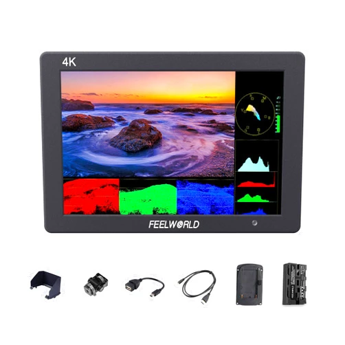 FEELWORLD T7 Plus 7 Inch Camera Field Monitor+F550 2200mAh Battery 4K HDMI DSLR Field Monitors Screen with HD Video Assist 3D LUT On Camera Monitor
