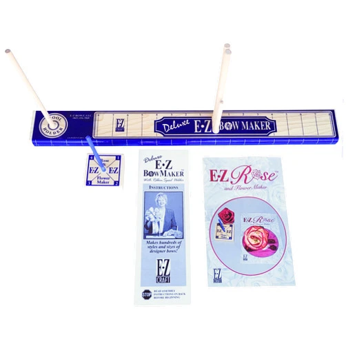 E-Z Bowz EZ Bow Maker with Rose and Flower Maker Attachment - Easy Bow and Flower Maker Tool Kit for Ribbon, Crafts, Wreaths, Gift Bows, Hair Bows, Flowers, Roses, Christmas Decor Bowmaking, Weddings
