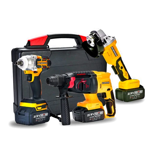 NEOBRISKEN 21V Cordless 3 in 1 Impact Wrench Electric Angle Grinder Rotary Hammer Drill 3Pcs Power Tool Combo Kits with 3.0ah Battery & Fast Charger,yellow
