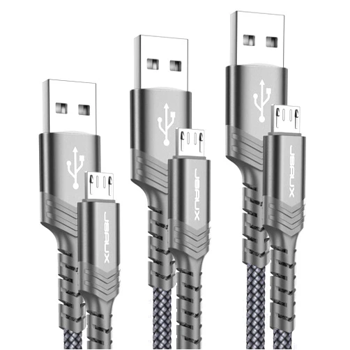 JSAUX Micro USB Charger Cable, (3-Pack 3.3ft+6.6ft+10ft) Android Charger Micro USB to USB A Nylon Braided Cord Compatible with Samsung Galaxy S6 S7 Edge Note 5, Kindle and More-Grey