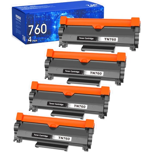 BULL-TECH TN760 TN-760 TN730 Toner Cartridges Replacement for Brother tn760 to Use with HL-L2350DW HL-L2395DW HL-L2390DW HL-L2370DW MFC-L2750DW MFC-L2710DW DCP-L2550DW (Black, 4 Pack)