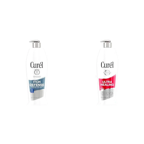Curel Itch Defense Calming Body Lotion & Ultra Healing Lotion, Hand and Body Moisturizer for Extra Dry Skin, with Advanced Ceramide Complex and Hydrating Agents, for Tight Skin, 20 Ounces