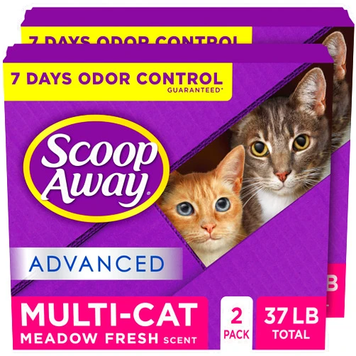 Scoop Away Advanced Multi-Cat Clumping Cat Litter, Meadow Fresh Scent, Pack of 2, 18.5 Pounds (Package May Vary)
