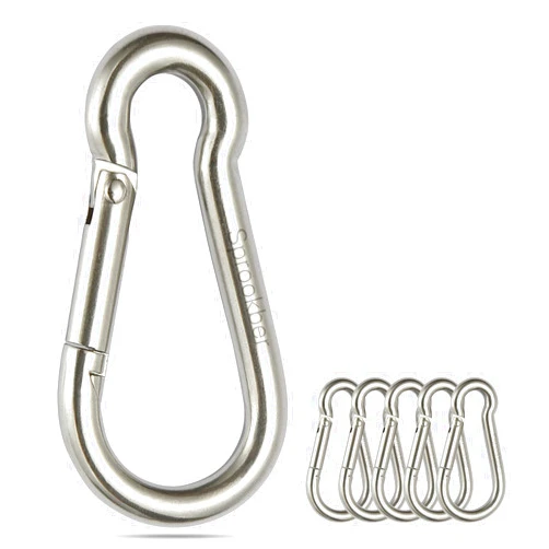 sprookber Stainless Steel Spring Snap Hook Carabiner - 304 Stainless Steel Clips, Set of 6