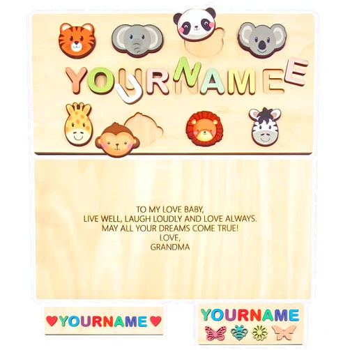 Ulikelife Personalized Name Puzzle - Wooden Puzzle with Children's Names, Birthday Gifts for Boys and Girls Aged 1-3