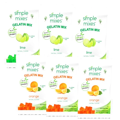 Simple Mixes Natural Gelatin Dessert Bundle, Orange & Lime 3-Pack Each Flavor, Lactose, Gluten Free, Kosher
