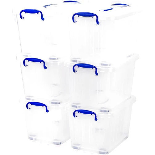 Riavika Lidded Home Storage Boxs Plastic Clear Storage Bin with Wheels Home Versatile Latch Organizing Container 6-Pack 30L / 31.70 Quart