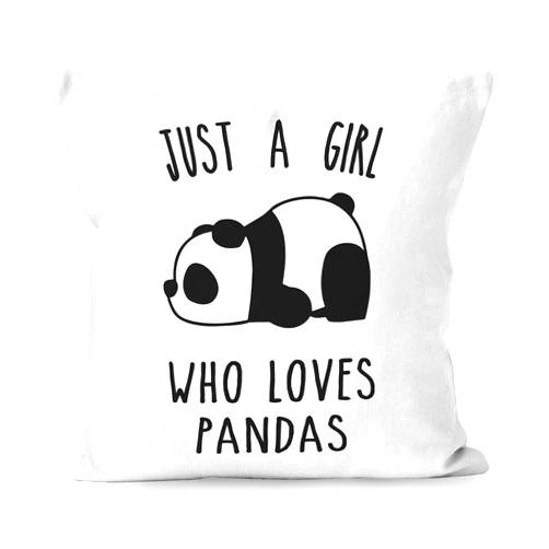 Liosei Just A Girl Who Loves Pandas Panda Bear Throw Pillow Cover 18 x 18 Inch, Panda Bear Lover Gifts for Home Room Bed Sofa Bedroom Decorations Decor