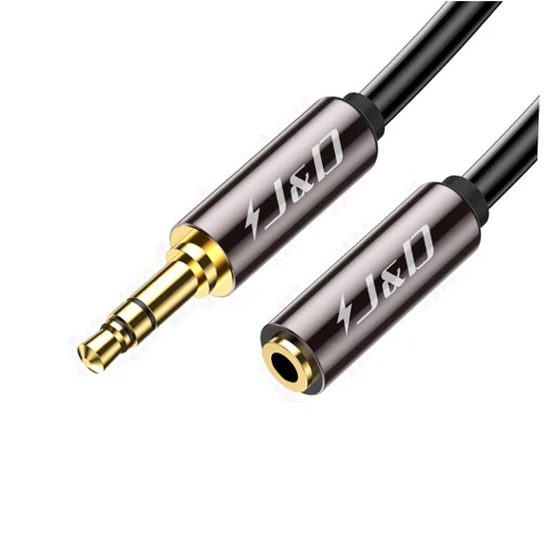 J&D 3.5mm Auxiliary Audio Extension Cable, Gold Plated Copper Shell Heavy Duty 3.5mm 1/8 inch TRS Male to 3.5mm 1/8 inch TRS Female Stereo Audio Adapter Cable, 3 Feet