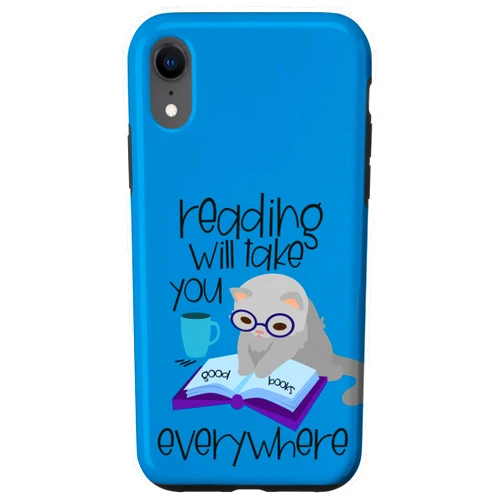 Funny Reading Cat Lovers GGK iPhone XR Books Coffee & Cats Funny Reading Will Take You Everywhere Case