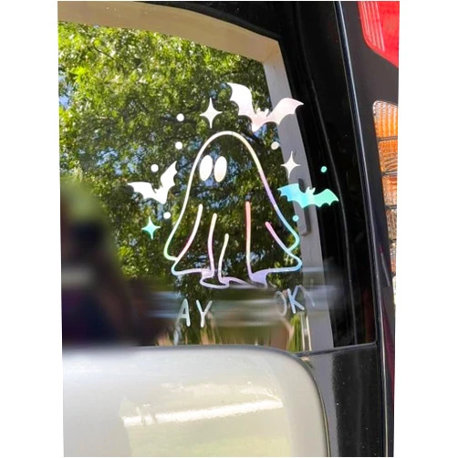 Zmoso Halloween Car Stickers, Laser Color Waterproof Cars Decals and Sticker for Bumper Rear Window Laptop, Automotive Decoration Accessories for Women Men
