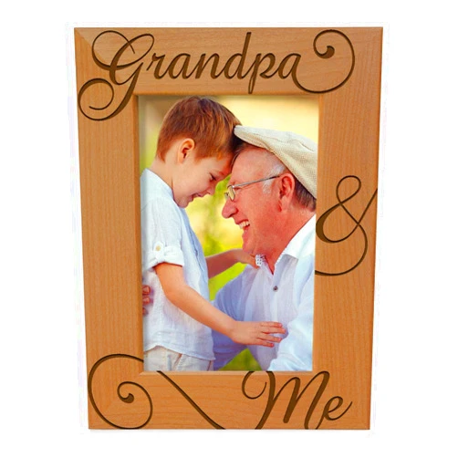 KATE POSH Grandpa and Me Engraved Natural Wood Picture Frame, I Love You Grandpa, Grandparent's Day, Best Grandpa Ever, Grandfather Gifts, Grandpa & Me, Father's Day, Christmas (4x6-Vertical)