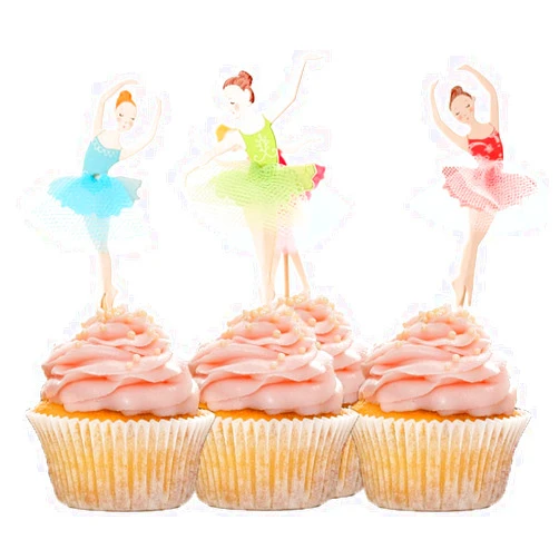 HOKPA Cupcake Toppers Ballerina, Ballet Dancer Girls for Wedding Baby Shower Birthday Cake Decoration, 24 PCS