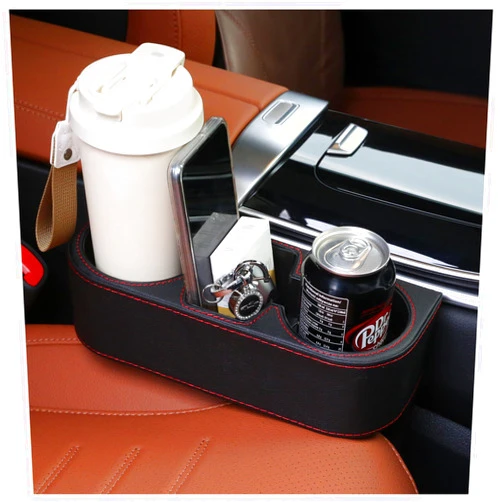 Stacool Extra Cup Holder for Car,Leather Car Seat Gap Filler with Cup Holder,Multifunctional Car Cup Holder Car Seat Cup Holder Car Organizers and Storage Drink Holder for Car Truck SUV (Black)