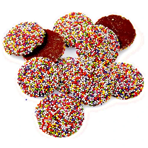 CandyKorner Milk Chocolate Non Pareil Wafers - Multi Color Non-Pareil Milk Chocolate Wafers - Gourmet Milk Chocolate Wafers Covered In Crunchy Candy Beads 2 Pound (32 Ounce) By CandyKorner
