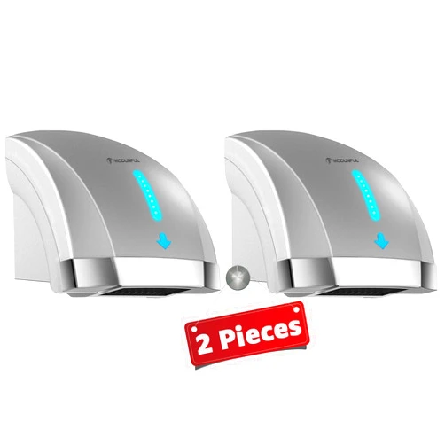 modunful 2-Pack Hand Dryers for Bathrooms Commercial - 1600W Wall-Mounted, Automatic Hand Dryer 40dB Ultra Quiet for High-Traffic Bathrooms Hotel/Station/Office, ABS Housing with Warm/Cool Air