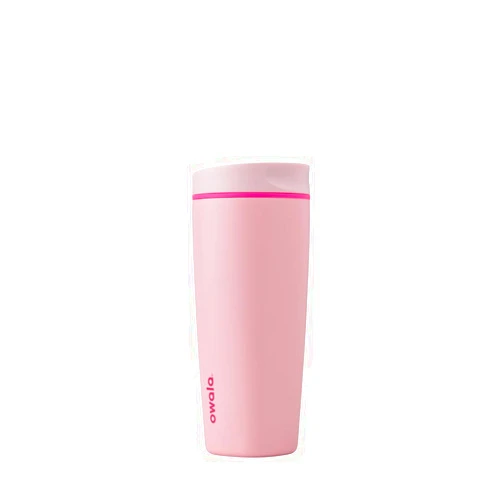 Owala SmoothSip Slider Insulated Stainless Steel Coffee Tumbler, Reusable Iced Coffee Cup, Hot Coffee Travel Mug, BPA Free 20 oz, Pink (Pucker Up)