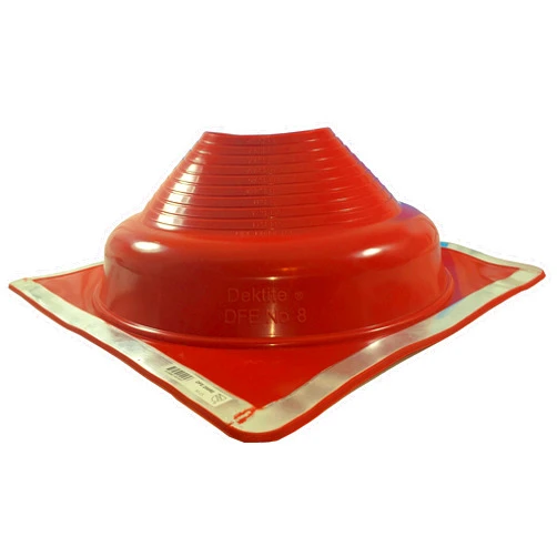 Dektite Premium #8 Red Silicone Metal Roof Pipe Flashing, High Temp, Square Base, Pipe Sizes 7