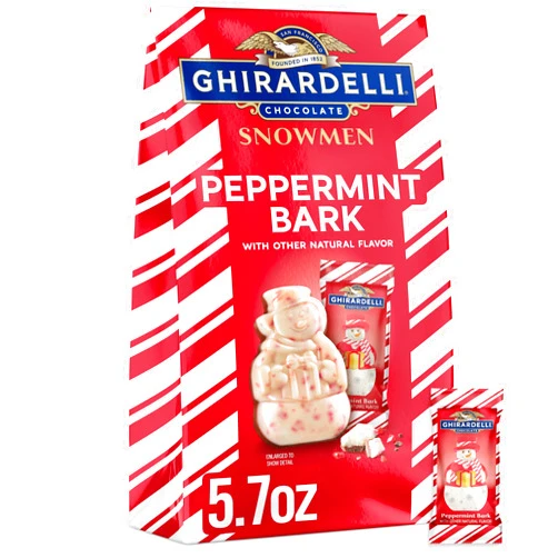 Ghirardelli Peppermint Bark Snowmen, 5.7 oz Bag