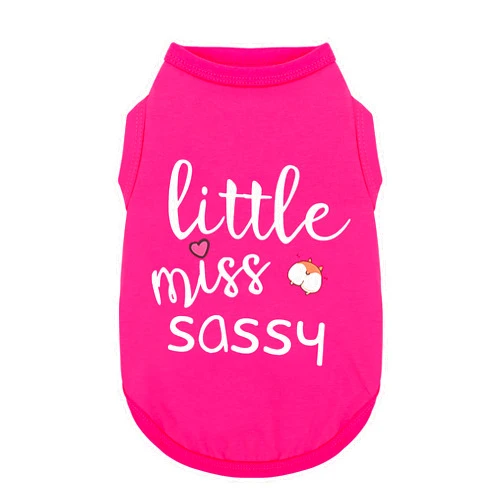 Paiaite Dog Clothes Fashionable Sleeveless Pet Vest: 'Little Miss Sassy' Printed Cotton Dog Shirt, Ideal for Small, Medium, and Large Breeds, Ensuring Comfort and Breathability Rose Red XS