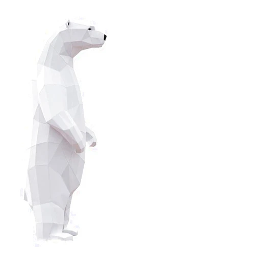 PRDECE 100cm Standing Polar Bear 3D Animal Sculpture Polar Bear Papercraft Bedroom Living Room Handmade DIY Geometric Origami Model (1 PCS)
