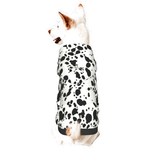 Giabmiag Cute Dalmatian Dog Costume, Animal Dalmatian Print Hoodies Puppy Winter Clothes Sweatshirt for Halloween Cosplay Autumn Wear Dog Winter Hoodies with Pocket for Small Medium Dogs M