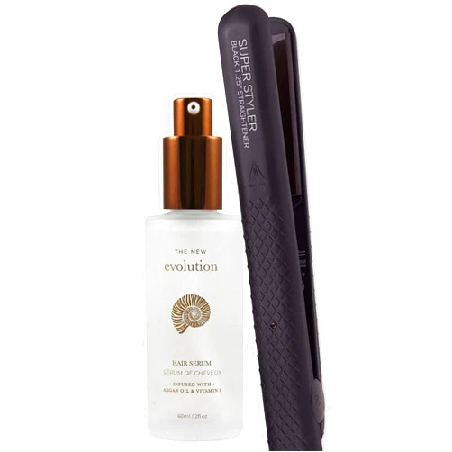 Herstyler Superstyler Onyx Ceramic Flat Iron and Evolution Hair Serum Set