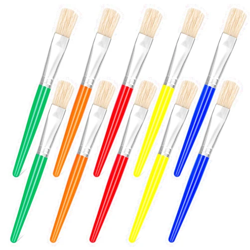 Anezus 10Pcs Paint Brushes for Pumpkin Painting, Anezus Kids Paint Brushes Classroom Toddlers Paint Brush Set Flat Top Brushed for Preschool Daycare Craft Washable Acrylic Paint